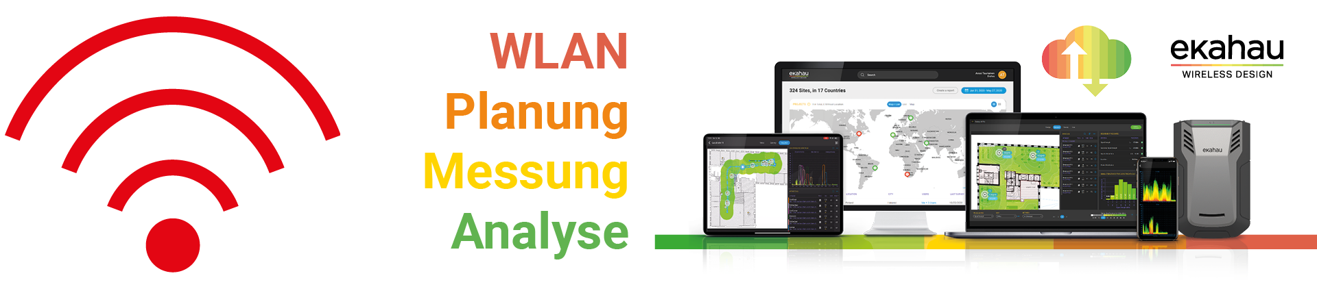 Ekahau Partner Banner - mit der Aufschrift WLAN Planung, Vermessung, Analyse