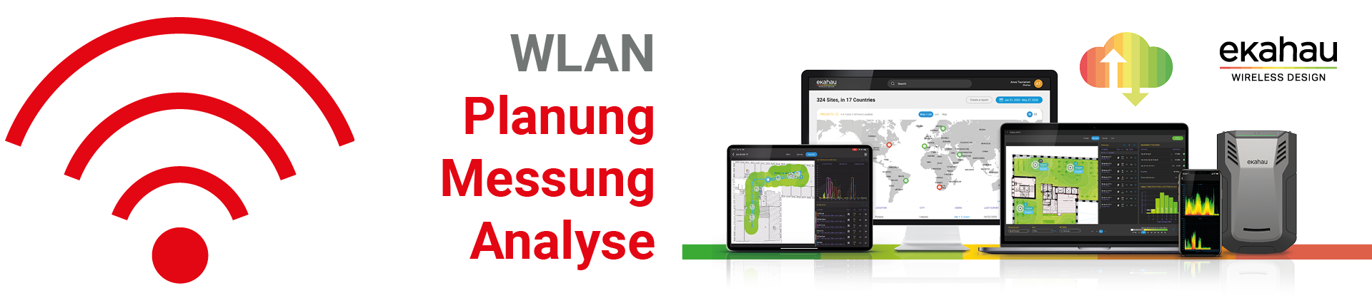 Ekahau Partner Banner - mit der Aufschrift WLAN Planung, Messung, Analyse