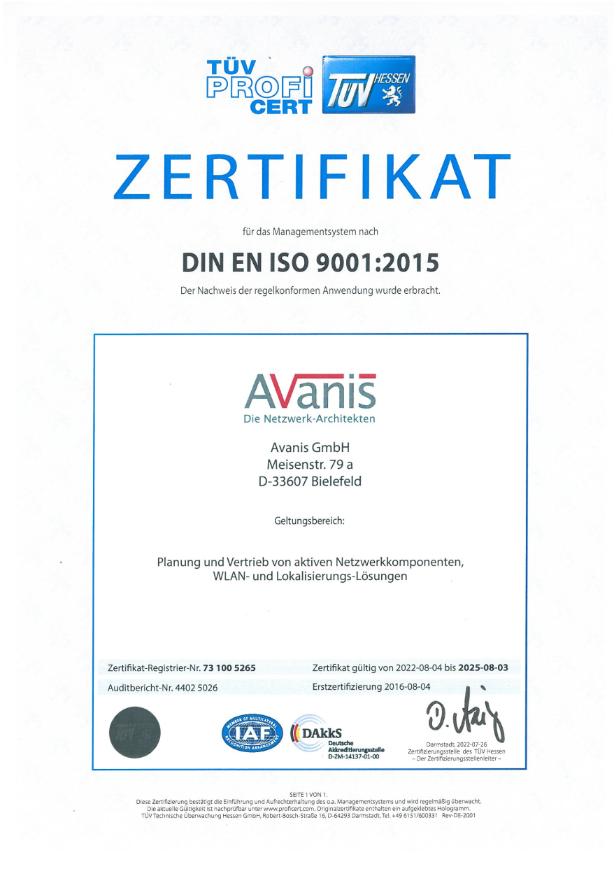 DIN EN ISO 9001:2015 Zertifikat