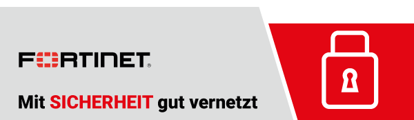 Fortinet Logo - und ein Sicherheitsslogan mit einem Schluss Symbol