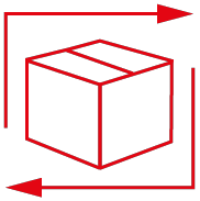 Grafik eines Pakets mit Pfeilen - Retouren