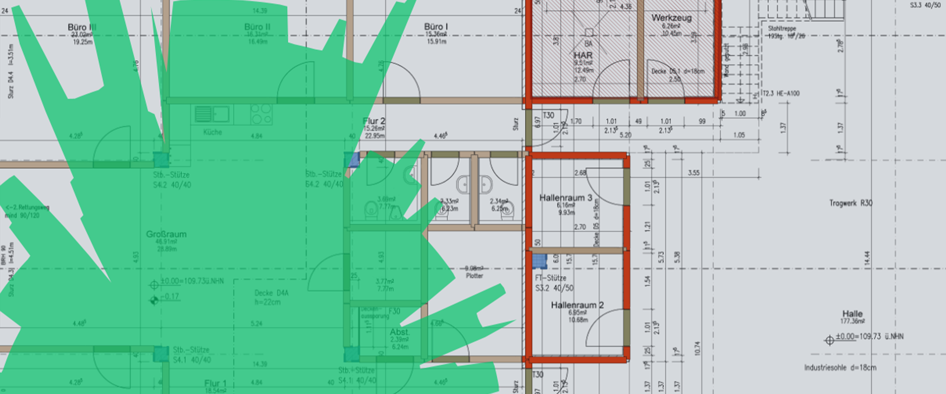 Ekahau Heatmap zur Visualisierung der Signalausbreitung eines Access Points