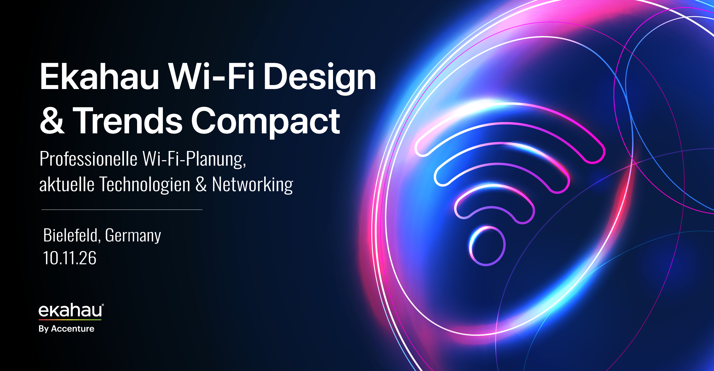 Wi-Fi Day Banner—featuring the text “Ekahau Wi-Fi Design & Trends Compact” along with the date and location