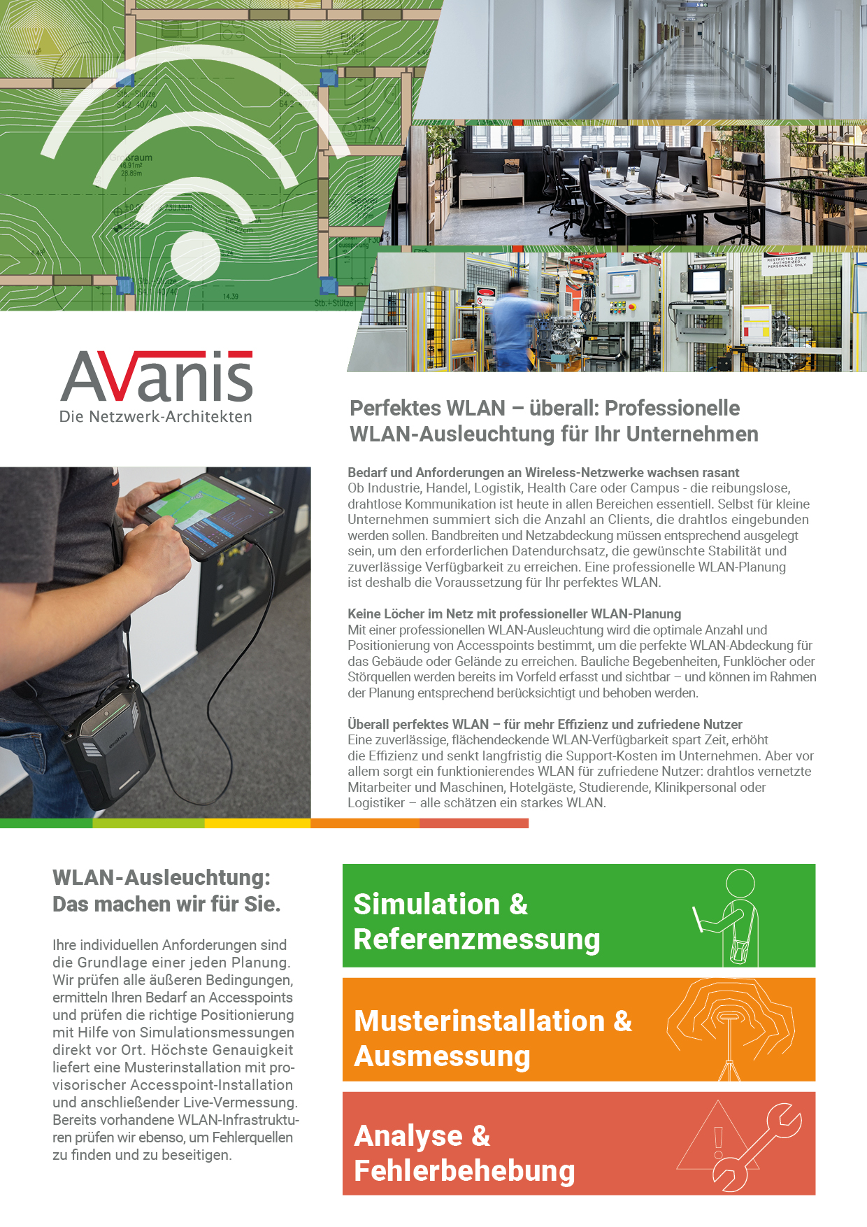 Vorschau des Ekahau WLAN-Ausleuchtungs-Flyers als PDF