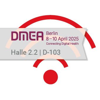 WLAN Icon mit Werbung für die DMEA Messe 2025